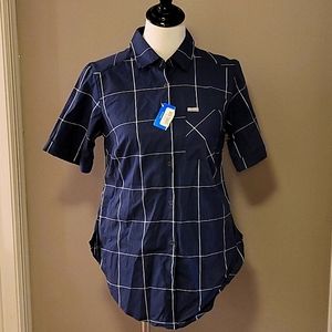 NWT Columbia button down blue and white shirt
